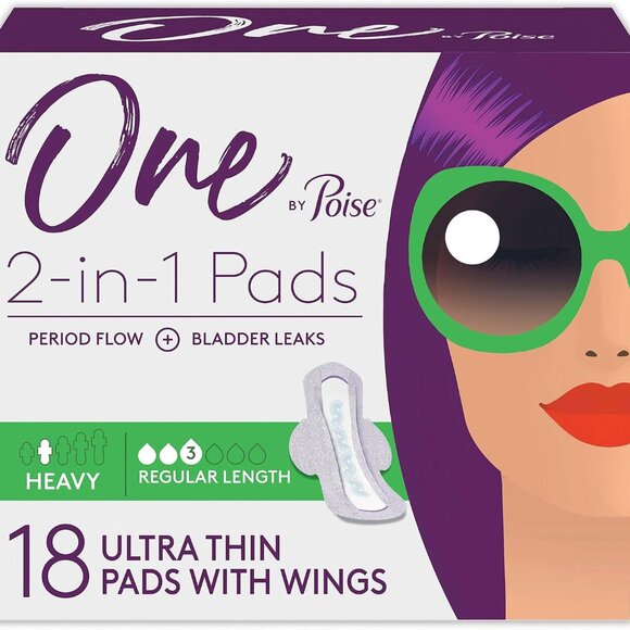 NEW- One by Poise Feminine Pads with Wings (2-in-1 Period & Bladder Leakage Pad - Picture 1 of 3